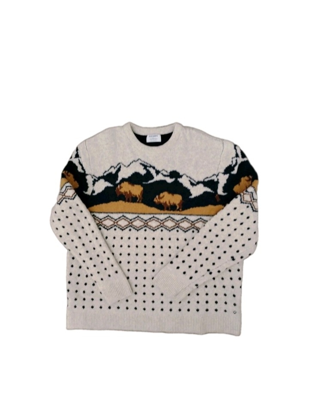 Old Navy Sweater Men's Size XXL Bison Buffalo Western Nordic Ski Soft Winter